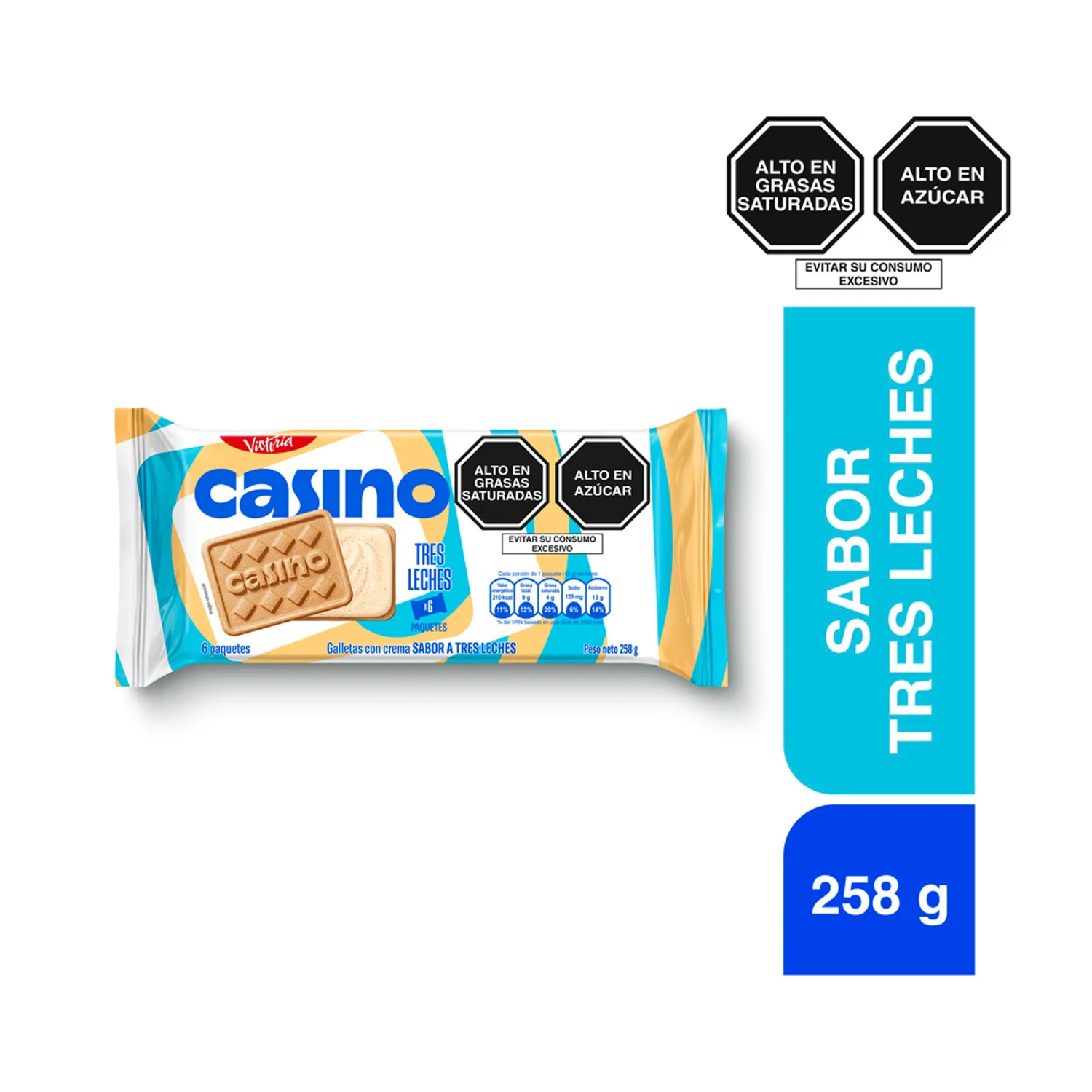 Galleta Casino Sabor Tres Leches Sixpack 258 g